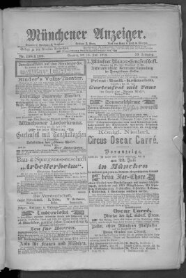 Münchener Anzeiger (Münchner neueste Nachrichten) Sonntag 16. Juli 1876