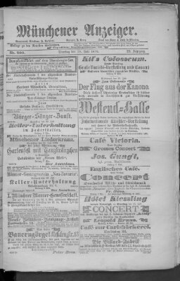 Münchener Anzeiger (Münchner neueste Nachrichten) Dienstag 18. Juli 1876