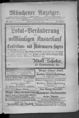 Münchener Anzeiger (Münchner neueste Nachrichten) Mittwoch 19. Juli 1876