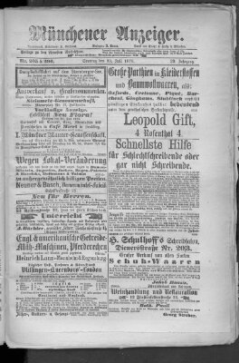 Münchener Anzeiger (Münchner neueste Nachrichten) Sonntag 23. Juli 1876