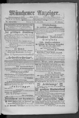 Münchener Anzeiger (Münchner neueste Nachrichten) Sonntag 30. Juli 1876