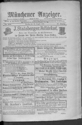 Münchener Anzeiger (Münchner neueste Nachrichten) Samstag 26. August 1876