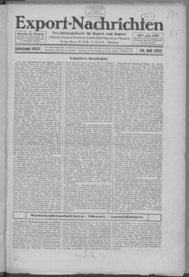 Export-Nachrichten (Münchner neueste Nachrichten) Montag 16. Juli 1923