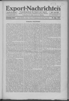 Export-Nachrichten (Münchner neueste Nachrichten) Mittwoch 15. August 1923