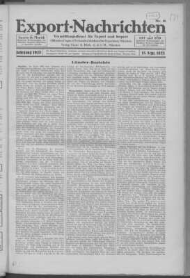 Export-Nachrichten (Münchner neueste Nachrichten) Samstag 15. September 1923