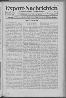 Export-Nachrichten (Münchner neueste Nachrichten) Dienstag 16. Oktober 1923