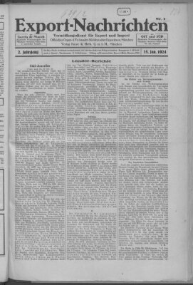 Export-Nachrichten (Münchner neueste Nachrichten) Dienstag 15. Januar 1924