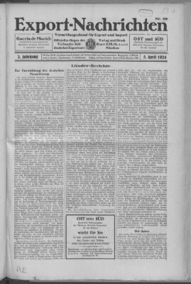 Export-Nachrichten (Münchner neueste Nachrichten) Samstag 5. April 1924