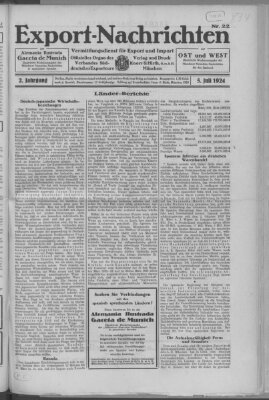 Export-Nachrichten (Münchner neueste Nachrichten) Samstag 5. Juli 1924