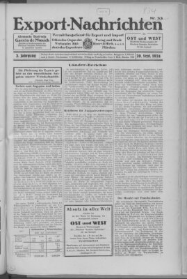 Export-Nachrichten (Münchner neueste Nachrichten) Samstag 20. September 1924