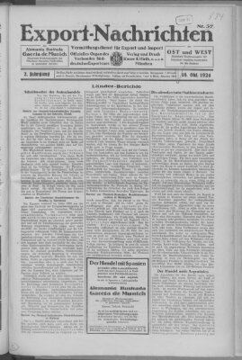 Export-Nachrichten (Münchner neueste Nachrichten) Samstag 18. Oktober 1924