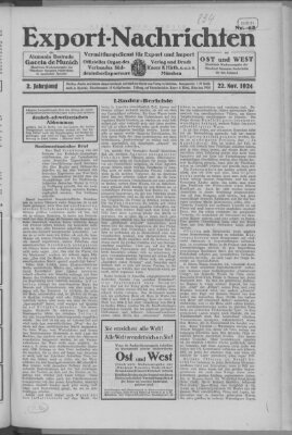 Export-Nachrichten (Münchner neueste Nachrichten) Samstag 22. November 1924