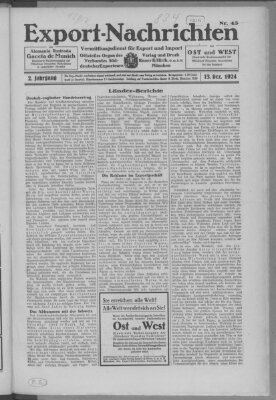 Export-Nachrichten (Münchner neueste Nachrichten) Samstag 13. Dezember 1924