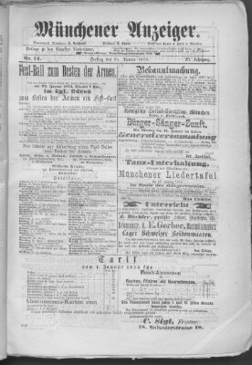 Münchener Anzeiger (Münchner neueste Nachrichten) Freitag 14. Januar 1876