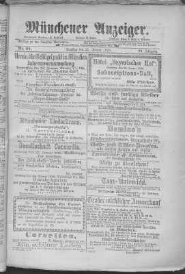 Münchener Anzeiger (Münchner neueste Nachrichten) Samstag 22. Januar 1876