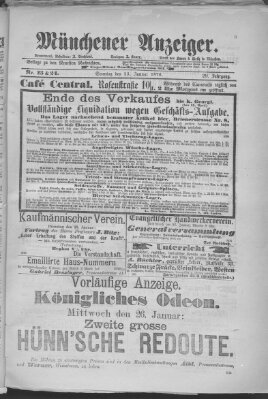 Münchener Anzeiger (Münchner neueste Nachrichten) Sonntag 23. Januar 1876