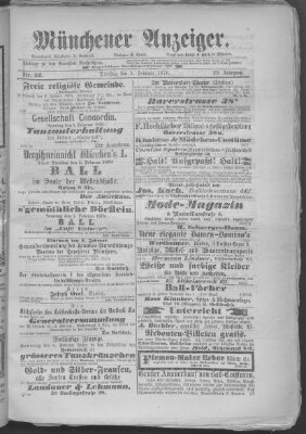 Münchener Anzeiger (Münchner neueste Nachrichten) Dienstag 1. Februar 1876