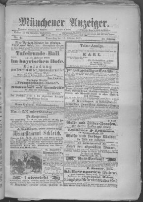 Münchener Anzeiger (Münchner neueste Nachrichten) Donnerstag 10. Februar 1876