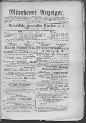 Münchener Anzeiger (Münchner neueste Nachrichten) Freitag 25. Februar 1876