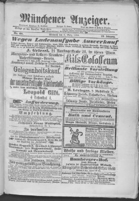 Münchener Anzeiger (Münchner neueste Nachrichten) Mittwoch 8. März 1876