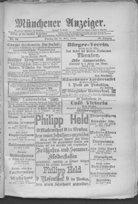 Münchener Anzeiger (Münchner neueste Nachrichten) Dienstag 21. März 1876