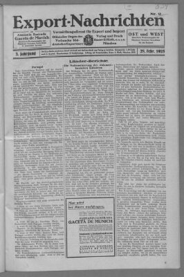 Export-Nachrichten (Münchner neueste Nachrichten) Samstag 28. Februar 1925