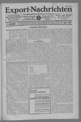 Export-Nachrichten (Münchner neueste Nachrichten) Samstag 21. März 1925