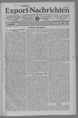 Export-Nachrichten (Münchner neueste Nachrichten) Samstag 28. März 1925