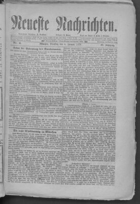 Neueste Nachrichten (Münchner neueste Nachrichten) Dienstag 4. Januar 1876