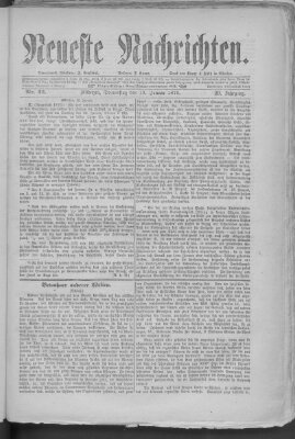 Neueste Nachrichten (Münchner neueste Nachrichten) Donnerstag 13. Januar 1876