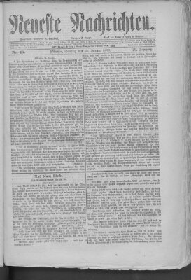 Neueste Nachrichten (Münchner neueste Nachrichten) Samstag 15. Januar 1876