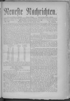 Neueste Nachrichten (Münchner neueste Nachrichten) Samstag 22. Januar 1876