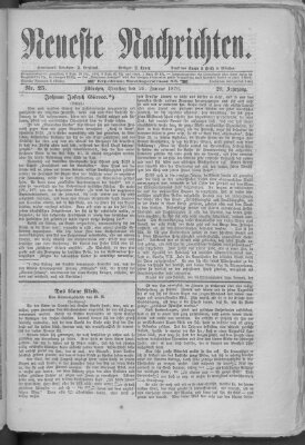 Neueste Nachrichten (Münchner neueste Nachrichten) Dienstag 25. Januar 1876