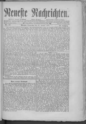 Neueste Nachrichten (Münchner neueste Nachrichten) Donnerstag 27. Januar 1876