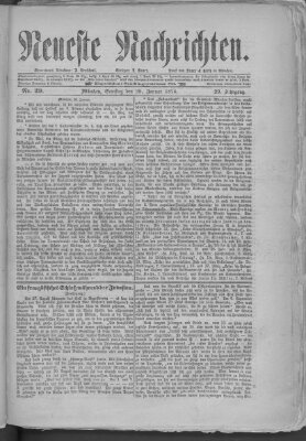 Neueste Nachrichten (Münchner neueste Nachrichten) Samstag 29. Januar 1876