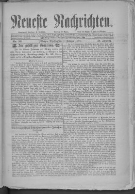 Neueste Nachrichten (Münchner neueste Nachrichten) Dienstag 1. Februar 1876