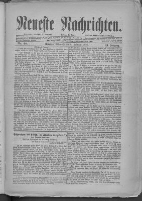 Neueste Nachrichten (Münchner neueste Nachrichten) Mittwoch 9. Februar 1876