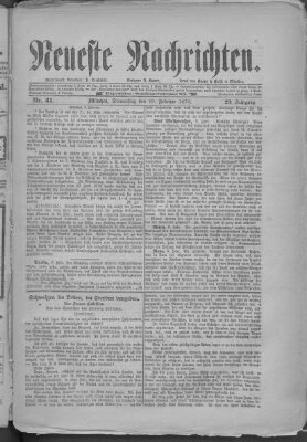 Neueste Nachrichten (Münchner neueste Nachrichten) Donnerstag 10. Februar 1876