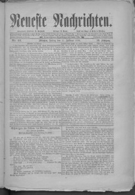 Neueste Nachrichten (Münchner neueste Nachrichten) Freitag 11. Februar 1876