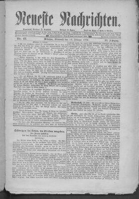 Neueste Nachrichten (Münchner neueste Nachrichten) Mittwoch 16. Februar 1876