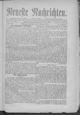 Neueste Nachrichten (Münchner neueste Nachrichten) Donnerstag 17. Februar 1876