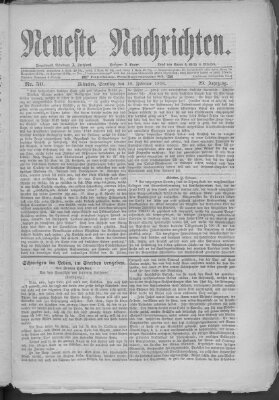 Neueste Nachrichten (Münchner neueste Nachrichten) Samstag 19. Februar 1876