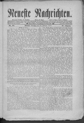 Neueste Nachrichten (Münchner neueste Nachrichten) Dienstag 22. Februar 1876