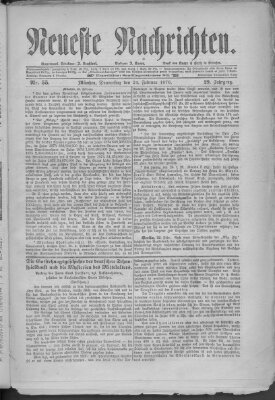 Neueste Nachrichten (Münchner neueste Nachrichten) Donnerstag 24. Februar 1876