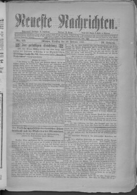 Neueste Nachrichten (Münchner neueste Nachrichten) Dienstag 29. Februar 1876