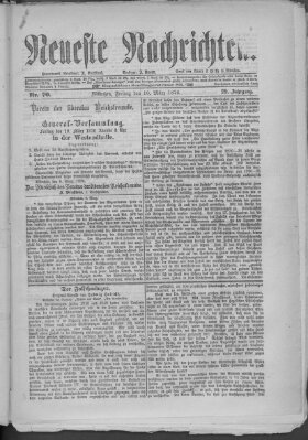 Neueste Nachrichten (Münchner neueste Nachrichten) Freitag 10. März 1876