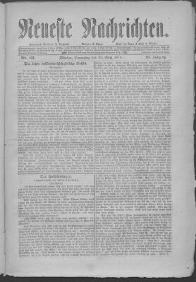 Neueste Nachrichten (Münchner neueste Nachrichten) Donnerstag 23. März 1876