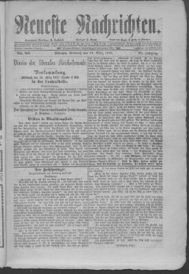 Neueste Nachrichten (Münchner neueste Nachrichten) Mittwoch 29. März 1876