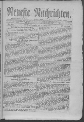 Neueste Nachrichten (Münchner neueste Nachrichten) Donnerstag 30. März 1876