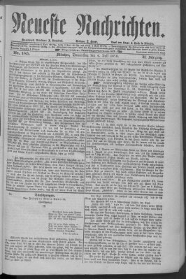 Neueste Nachrichten (Münchner neueste Nachrichten) Donnerstag 4. Juli 1878